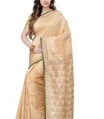 Gold Embroidered Dupion Silk Saree With Blouse