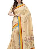 Gold Embroidered Dupion Silk Saree With Blouse
