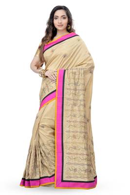 Gold Embroidered Dupion Silk Saree With Blouse 1