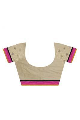 Gold Embroidered Dupion Silk Saree With Blouse 2