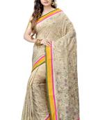 Gold Embroidered Dupion Silk Saree With Blouse