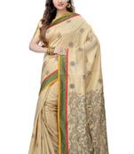 Gold Embroidered Dupion Silk Saree With Blouse