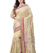 Gold Embroidered Dupion Silk Saree With Blouse