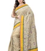 Gold Embroidered Dupion Silk Saree With Blouse