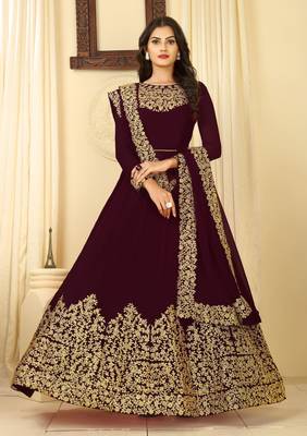 Purple embroidered faux georgette salwar 3