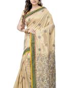 Gold Embroidered Dupion Silk Saree With Blouse