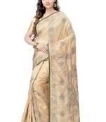 Gold Embroidered Dupion Silk Saree With Blouse
