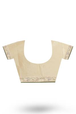 Gold Embroidered Dupion Silk Saree With Blouse 2