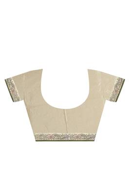Gold Embroidered Dupion Silk Saree With Blouse 2