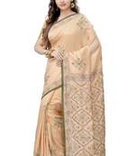 Gold Embroidered Dupion Silk Saree With Blouse