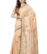Gold Embroidered Dupion Silk Saree With Blouse
