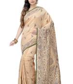 Gold Embroidered Dupion Silk Saree With Blouse