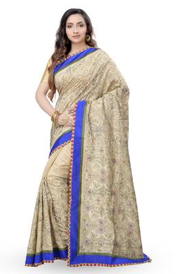 Gold Embroidered Dupion Silk Saree With Blouse 1