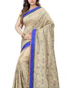 Gold Embroidered Dupion Silk Saree With Blouse