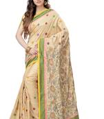 Gold Embroidered Dupion Silk Saree With Blouse