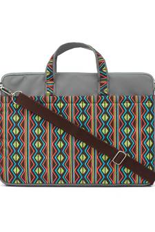 Neon Grey and Multicoloured Printed Polyester Laptop bag