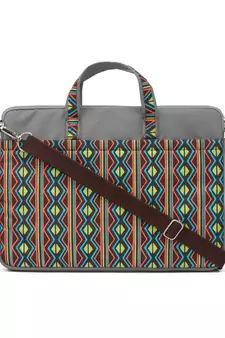 Neon Grey and Multicoloured Printed Polyester Laptop bag