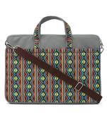 Neon Grey and Multicoloured Printed Polyester Laptop bag