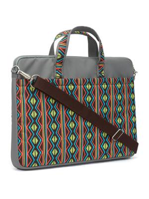 Neon Grey and Multicoloured Printed Polyester Laptop bag 2