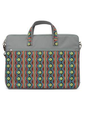 Neon Grey and Multicoloured Printed Polyester Laptop bag 3