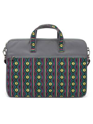 Neon Grey and Multicoloured Printed Polyester Laptop bag 3