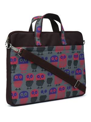 Strix Brown and Multicoloured Printed Polyester Laptop bag 2