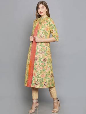 pink woven art silk stitched kurta sets 3