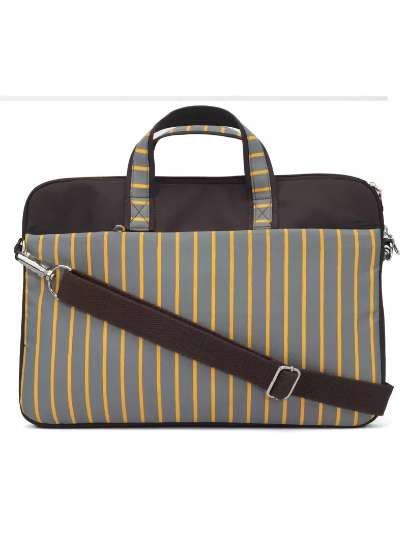 Streak Brown and Multicoloured Striped Polyester Laptop bag