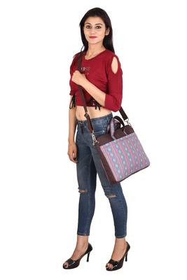 Neon Brown and Blue Printed Polyester Laptop bag 6