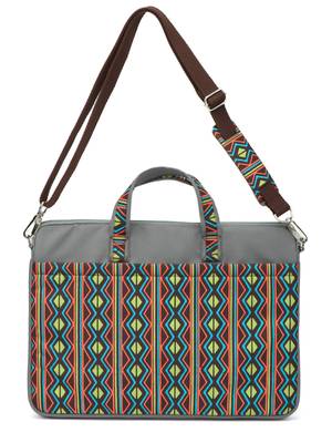 Neon Grey and Multicoloured Printed Polyester Laptop bag 4