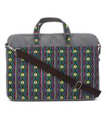 Neon Grey and Multicoloured Printed Polyester Laptop bag