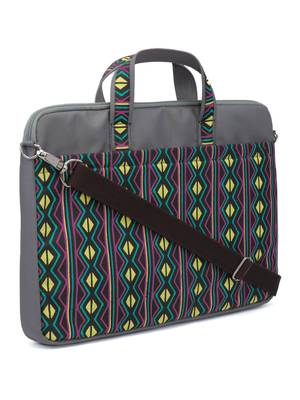 Neon Grey and Multicoloured Printed Polyester Laptop bag 2