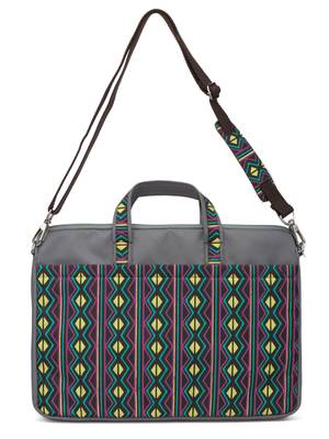 Neon Grey and Multicoloured Printed Polyester Laptop bag 4