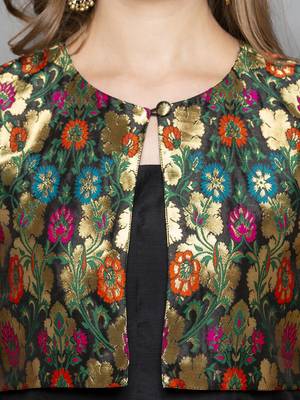 black woven chanderi stitched kurta sets 5