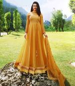 Yellow embroidered santoon salwar