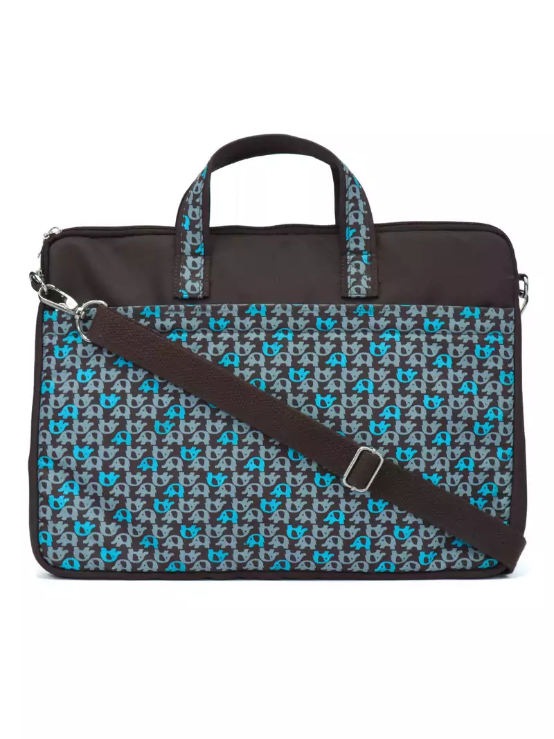 Minikins Brown and Multicoloured Printed Polyester Laptop bag