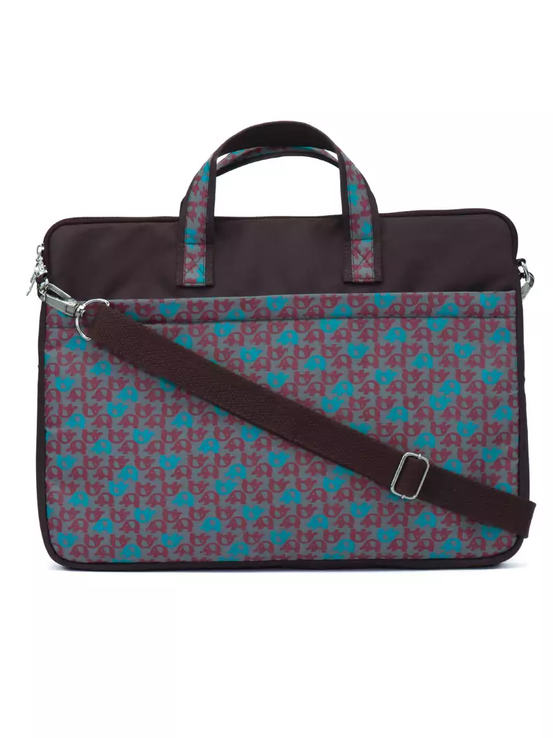 Minikins Brown and Multicoloured Printed Polyester Laptop bag
