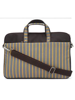 Streak Brown and Multicoloured Striped Polyester Laptop bag 1