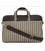 Streak Brown and Multicoloured Striped Polyester Laptop bag