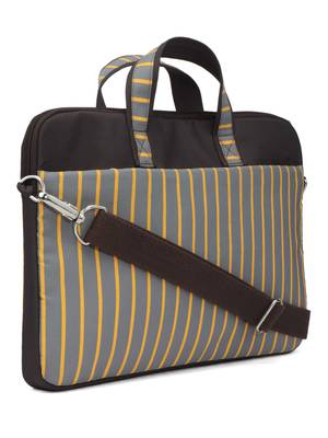 Streak Brown and Multicoloured Striped Polyester Laptop bag 2
