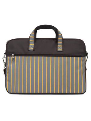 Streak Brown and Multicoloured Striped Polyester Laptop bag 3