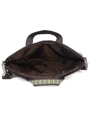 Streak Brown and Multicoloured Striped Polyester Laptop bag 5