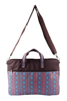 Neon Brown and Blue Printed Polyester Laptop bag 5