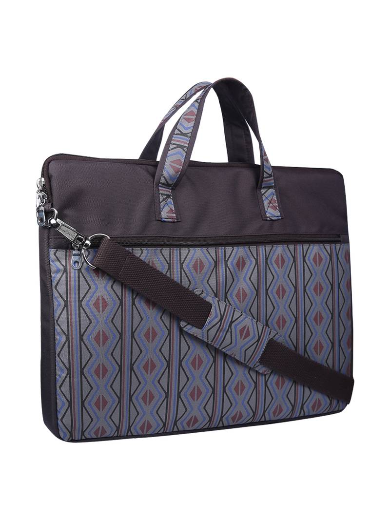 Neon Brown and Blue Printed Polyester Laptop bag