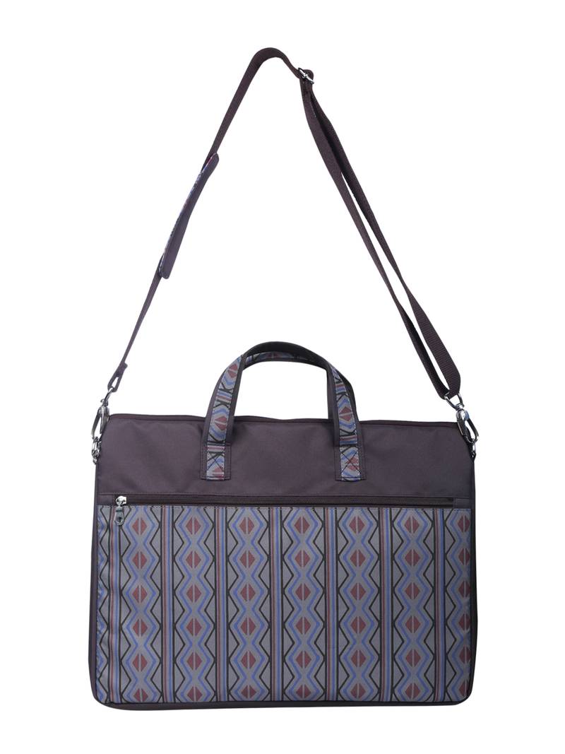 Neon Brown and Blue Printed Polyester Laptop bag