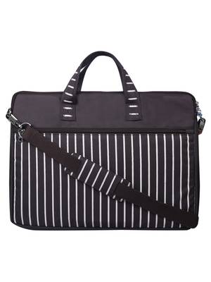 Streak Brown Striped Polyester Laptop bag 1