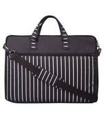Streak Brown Striped Polyester Laptop bag