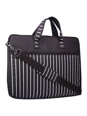 Streak Brown Striped Polyester Laptop bag 2