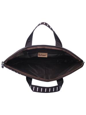 Streak Brown Striped Polyester Laptop bag 4