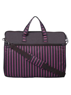Streak Brown and Pink Striped Polyester Laptop bag 1